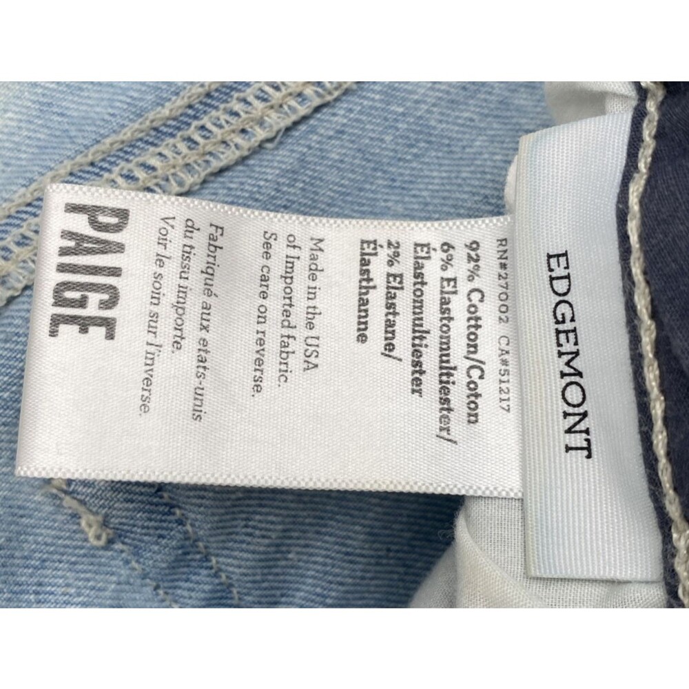 PAIGE Edgemont Skinny Zip Jeans Women’s 25 Light Wash USA Made Stretch Denim - Picture 6 of 14